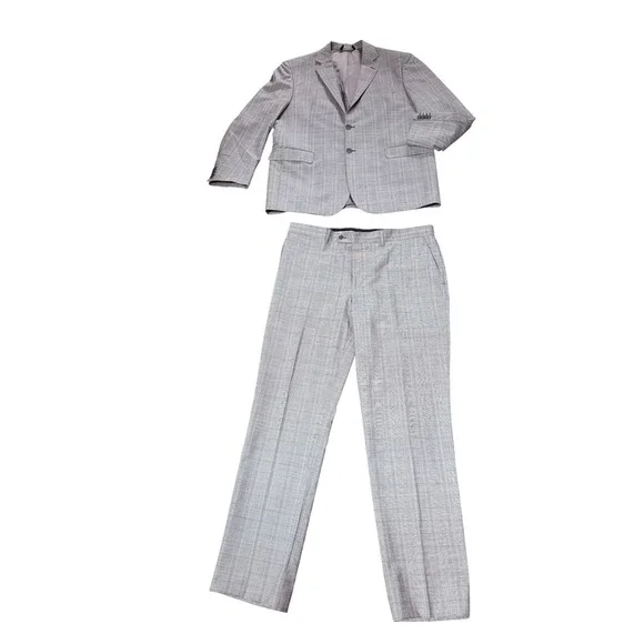 Yves Saint Laurent Pour Homme Grey Glen Plaid Super 120s Wool Suit Italy 48 7R - Picture 2 of 14